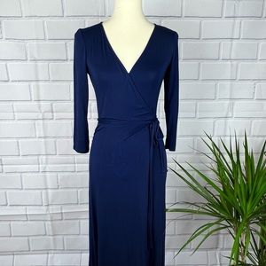 Lulus Garden District Navy Wrap Maxi Dress